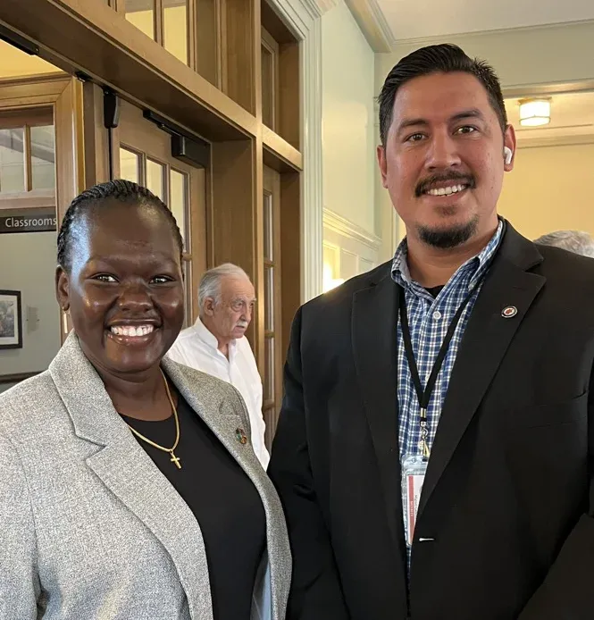 Miguel Gaboni with South Sudan's first female UN Ambassador